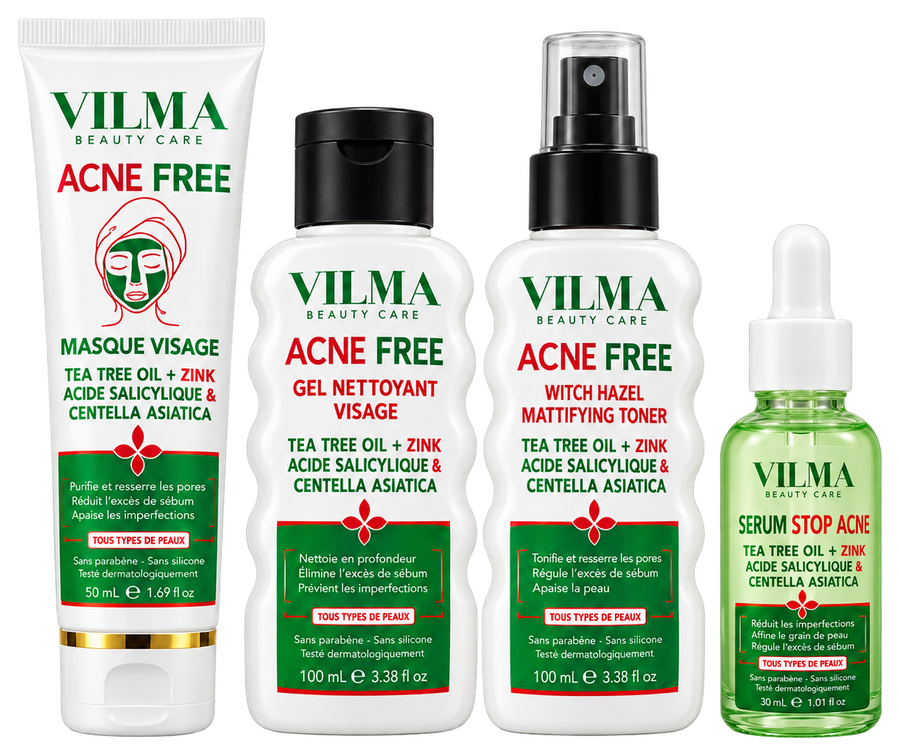 Routine Visage Acne Free – Tea Tree, Zinc & Acide Salicylique + Gloss offert